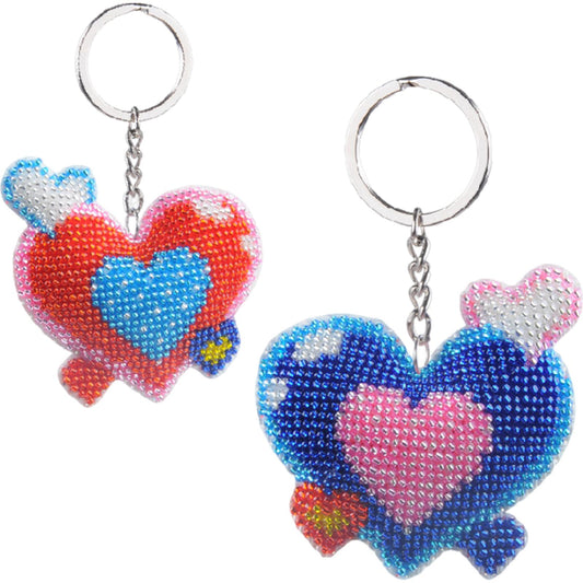 Heart Cross Stitch Bead Keychain Beadwork Embroidery Keychain for Adults