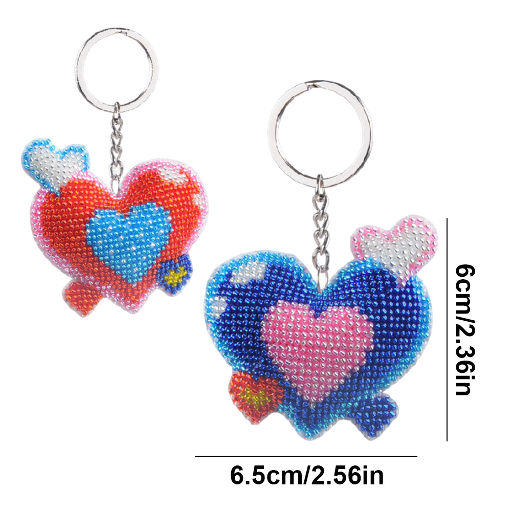 Heart Cross Stitch Bead Keychain Beadwork Embroidery Keychain for Adults