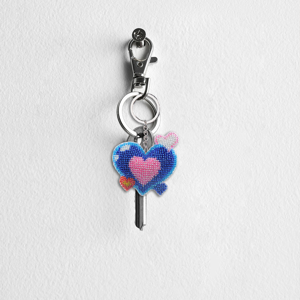 Heart Cross Stitch Bead Keychain Beadwork Embroidery Keychain for Adults