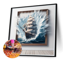 Load image into Gallery viewer, 3D Ocean Waves And Sailboat Frame 40*40CM(Canvas) Full Round Drill Diamond Painting
