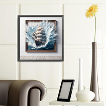 Load image into Gallery viewer, 3D Ocean Waves And Sailboat Frame 40*40CM(Canvas) Full Round Drill Diamond Painting
