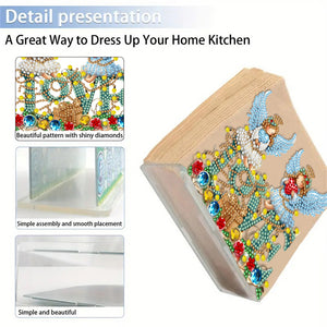Acrylic Double Sided Christmas 5D DIY Diamond Art Paper Towel Storage Rack Decor