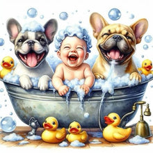Load image into Gallery viewer, Bathing Baby Puppy 40*40CM(Canvas) Full Round Drill Diamond Painting
