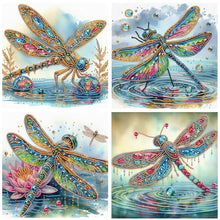 Load image into Gallery viewer, 4PCS Dragonfly 30*30CM(Canvas) Partial Special Shaped Drill Diamond Painting
