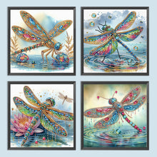 Load image into Gallery viewer, 4PCS Dragonfly 30*30CM(Canvas) Partial Special Shaped Drill Diamond Painting
