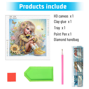 Cute Child 30*30CM(Canvas) Partial Special Shaped Drill Diamond Painting