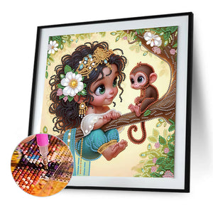 Cute Child 30*30CM(Canvas) Partial Special Shaped Drill Diamond Painting