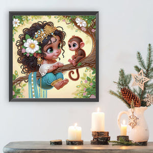 Cute Child 30*30CM(Canvas) Partial Special Shaped Drill Diamond Painting