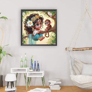 Cute Child 30*30CM(Canvas) Partial Special Shaped Drill Diamond Painting