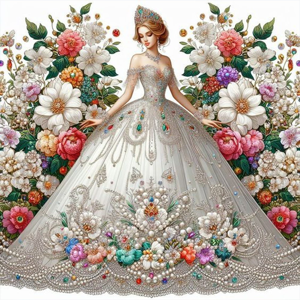 Beautiful Girl In A Wedding Dress 40*40CM(Canvas) Full Round Drill Diamond Painting