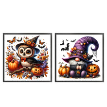 Load image into Gallery viewer, Huancan - Halloween Pumpkin Owl/Gnome - 30*30CM 18CT 2 Stamped Cross Stitch
