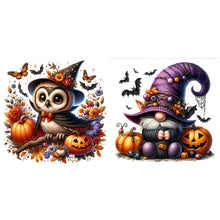 Load image into Gallery viewer, Huancan - Halloween Pumpkin Owl/Gnome - 30*30CM 18CT 2 Stamped Cross Stitch
