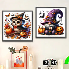 Load image into Gallery viewer, Huancan - Halloween Pumpkin Owl/Gnome - 30*30CM 18CT 2 Stamped Cross Stitch
