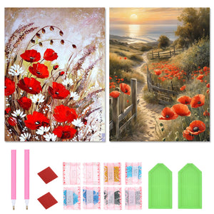 2PCS Landscape 30*40CM(Canvas) Full Round Drill Diamond Painting