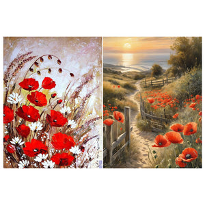 2PCS Landscape 30*40CM(Canvas) Full Round Drill Diamond Painting