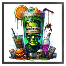 Load image into Gallery viewer, Huancan - Halloween Wine Glass And Pumpkin - 50*50CM 14CT 2 Stamped Cross Stitch
