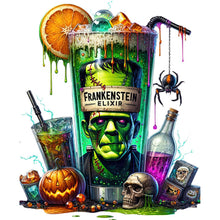 Load image into Gallery viewer, Huancan - Halloween Wine Glass And Pumpkin - 50*50CM 14CT 2 Stamped Cross Stitch
