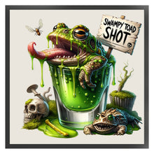 Load image into Gallery viewer, Huancan - Frog Wine Glass - 50*50CM 14CT 2 Stamped Cross Stitch
