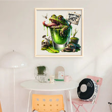 Load image into Gallery viewer, Huancan - Frog Wine Glass - 50*50CM 14CT 2 Stamped Cross Stitch
