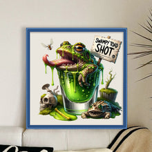 Load image into Gallery viewer, Huancan - Frog Wine Glass - 50*50CM 14CT 2 Stamped Cross Stitch
