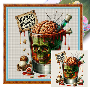 Huancan - Skull Wine Glass - 50*50CM 14CT 2 Stamped Cross Stitch