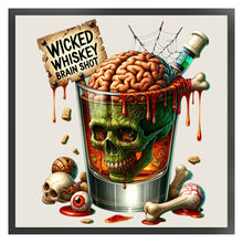 Load image into Gallery viewer, Huancan - Skull Wine Glass - 50*50CM 14CT 2 Stamped Cross Stitch
