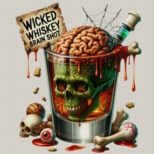 Load image into Gallery viewer, Huancan - Skull Wine Glass - 50*50CM 14CT 2 Stamped Cross Stitch
