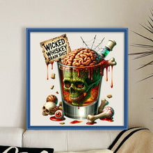 Load image into Gallery viewer, Huancan - Skull Wine Glass - 50*50CM 14CT 2 Stamped Cross Stitch
