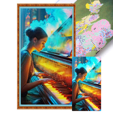 Load image into Gallery viewer, Huancan - Girl Playing The Piano - 40*70CM 14CT 2 Stamped Cross Stitch
