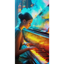 Load image into Gallery viewer, Huancan - Girl Playing The Piano - 40*70CM 14CT 2 Stamped Cross Stitch
