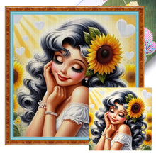 Load image into Gallery viewer, Huancan - Sunflower And Girl - 50*50CM 16CT 2 Stamped Cross Stitch
