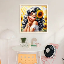 Load image into Gallery viewer, Huancan - Sunflower And Girl - 50*50CM 16CT 2 Stamped Cross Stitch
