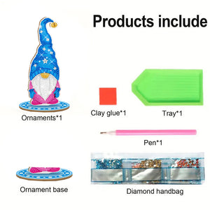 Christmas Goblin Special Shape Diamond Painting Desktop Decors (Sky Blue Hat)