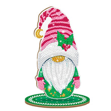 Load image into Gallery viewer, Christmas Goblin Special Shape Diamond Painting Desktop Decors (Pink Stripe Hat)
