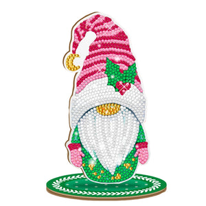 Christmas Goblin Special Shape Diamond Painting Desktop Decors (Pink Stripe Hat)