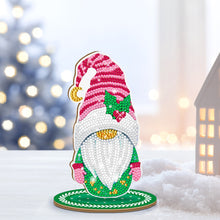 Load image into Gallery viewer, Christmas Goblin Special Shape Diamond Painting Desktop Decors (Pink Stripe Hat)
