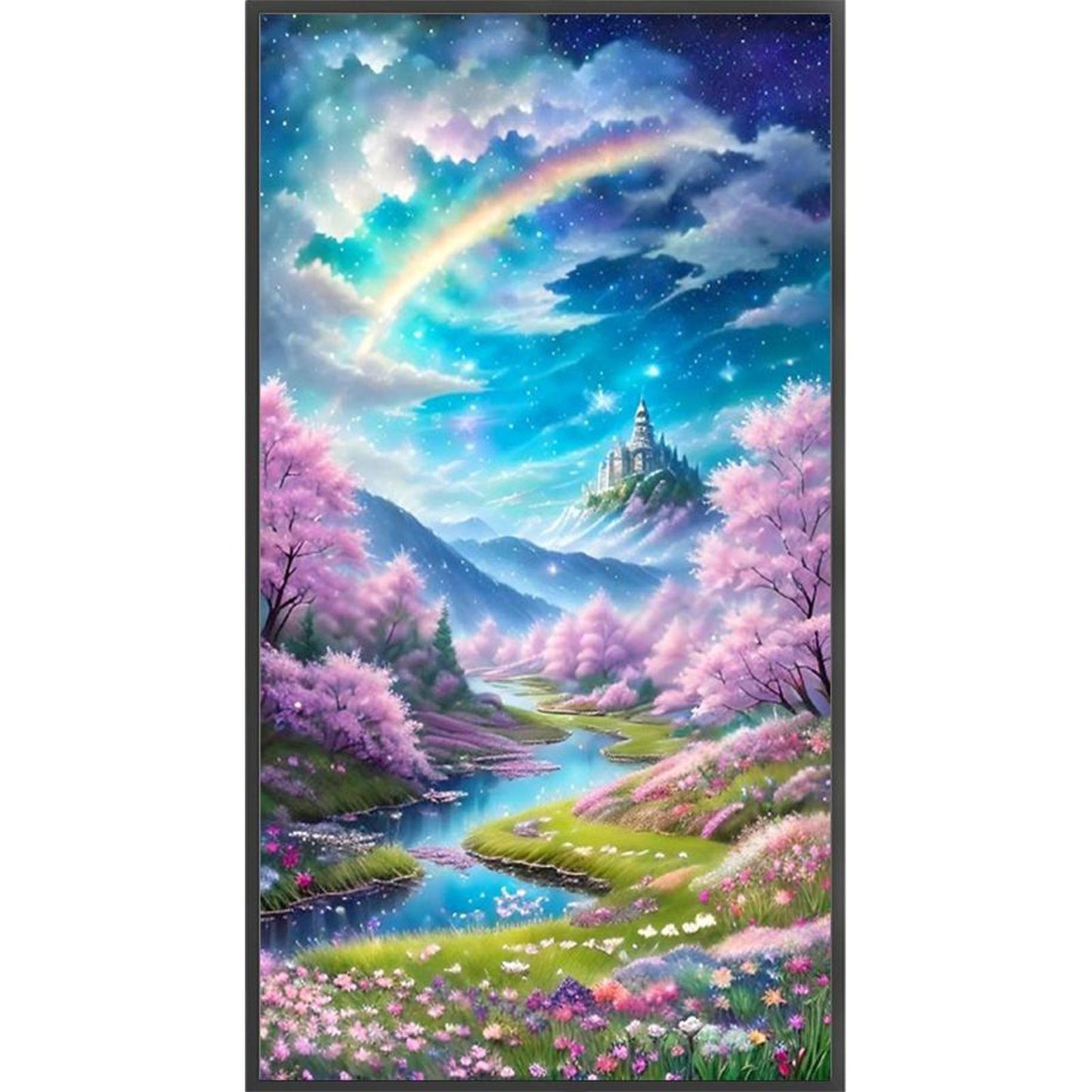 Rainbow And Flowers - Full 11CT Stamped Cross Stitch 40x70CM - Yishu