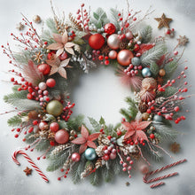 Load image into Gallery viewer, Christmas Wreath 40*40CM(Canvas) Full Round Drill Diamond Painting

