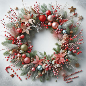 Christmas Wreath 40*40CM(Canvas) Full Round Drill Diamond Painting