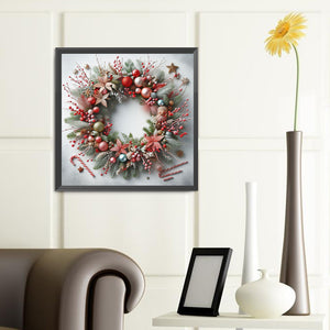 Christmas Wreath 40*40CM(Canvas) Full Round Drill Diamond Painting