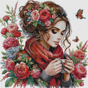 Joy Sunday - Flower-Like Girl - 51*51CM 11CT 3 Stamped Cross Stitch
