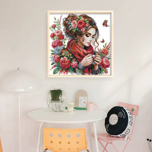 Joy Sunday - Flower-Like Girl - 51*51CM 11CT 3 Stamped Cross Stitch