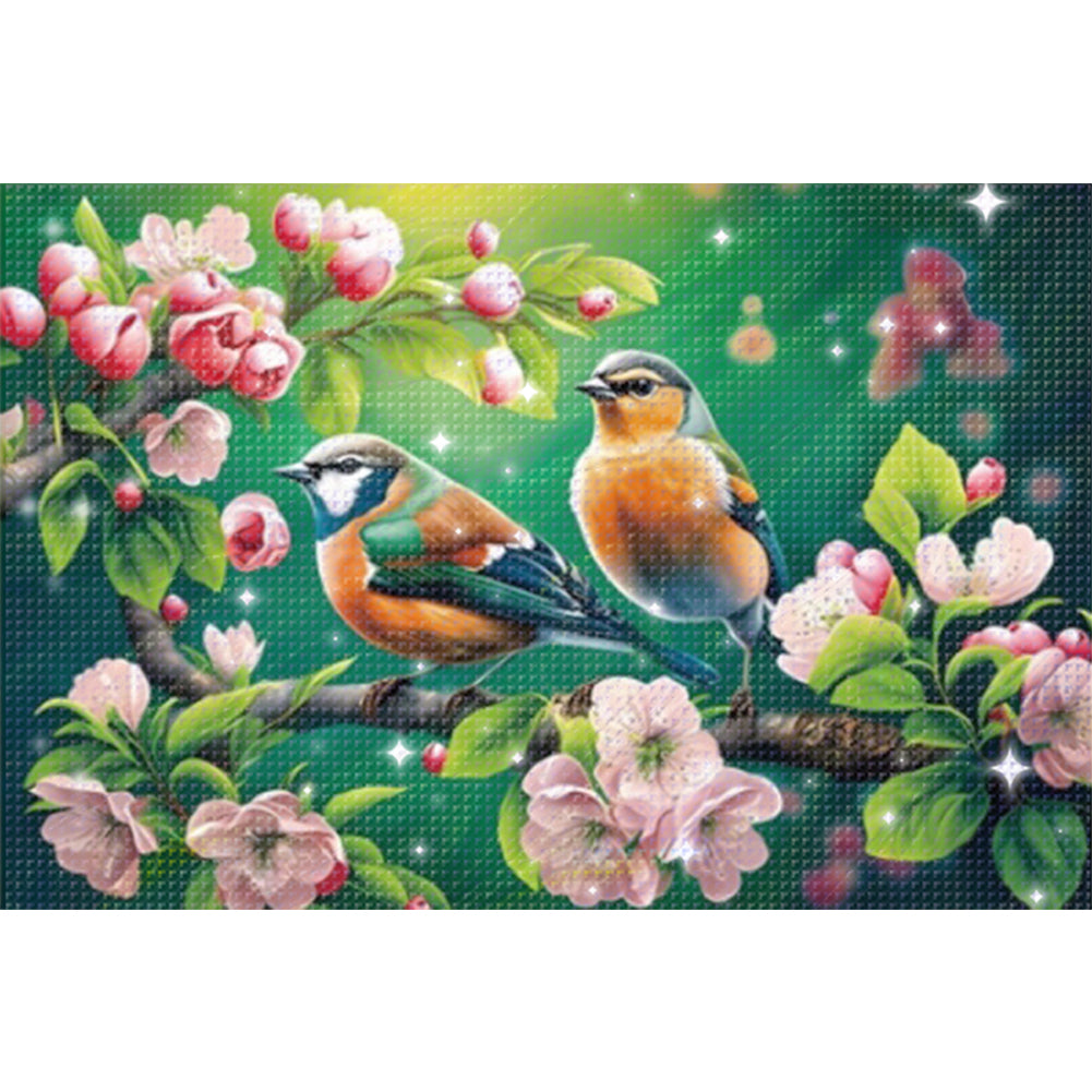 Birds Singing & Flowers Blooming - Full  9CT Stamped Cross Stitch - Bead Embroidery 59x41CM/23.23x16.14in