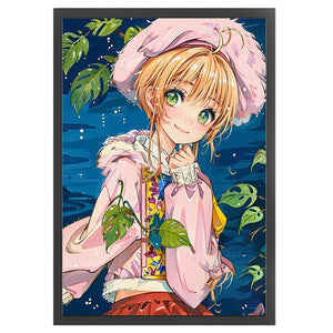 Yishu - Magic Sakura Card Girl - 50*70CM 11CT 3 Stamped Cross Stitch