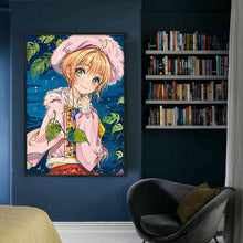 Load image into Gallery viewer, Yishu - Magic Sakura Card Girl - 50*70CM 11CT 3 Stamped Cross Stitch
