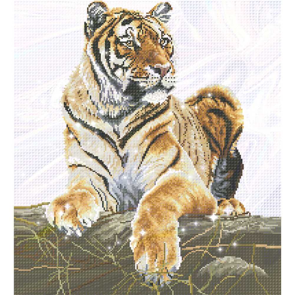 Tiger - Partial  9CT Stamped Cross Stitch - Bead Embroidery 57x64CM/22.44x25.20in