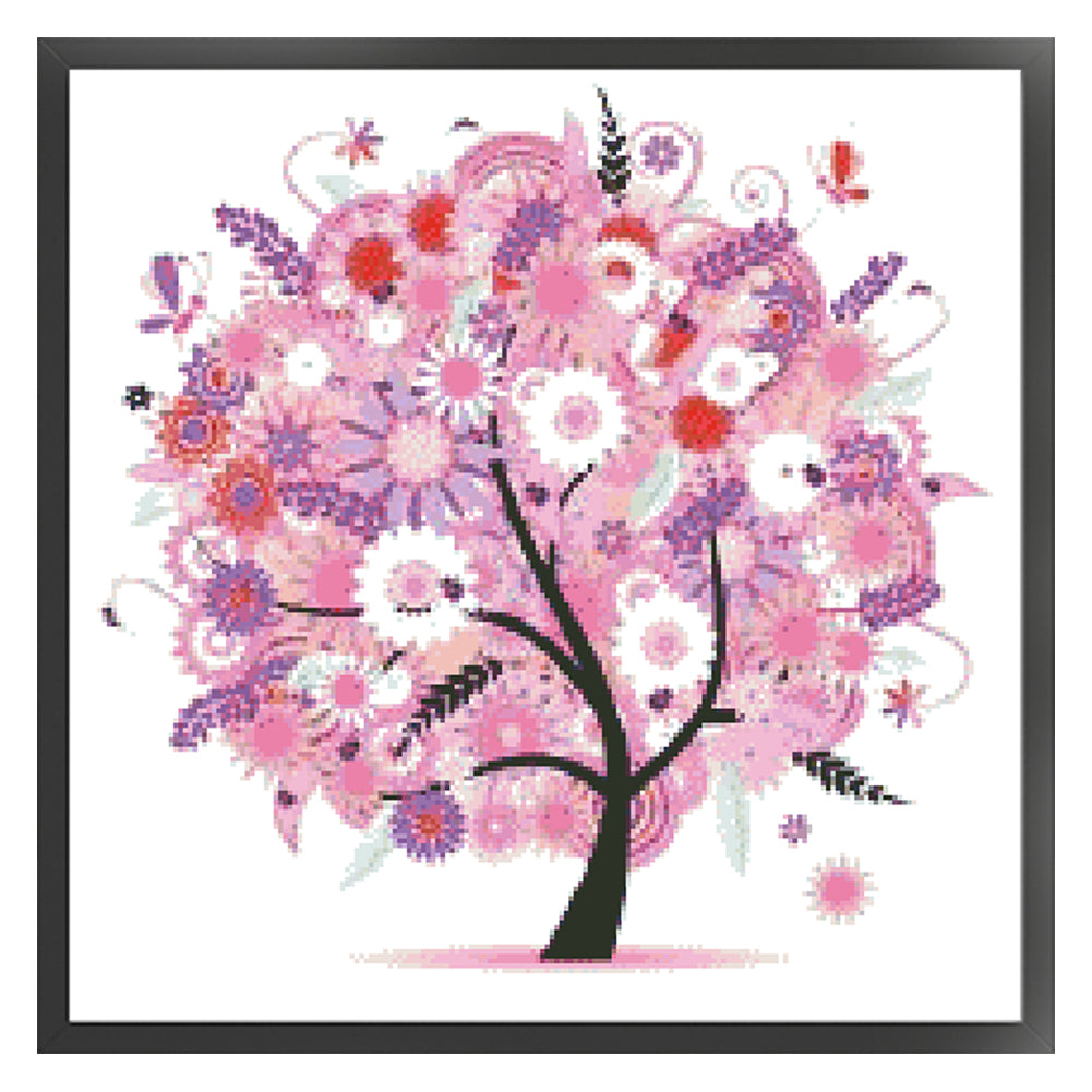 Lucky Tree & Money Tree - Partial  9CT Stamped Cross Stitch - Bead Embroidery 55x55CM/21.65x21.65in