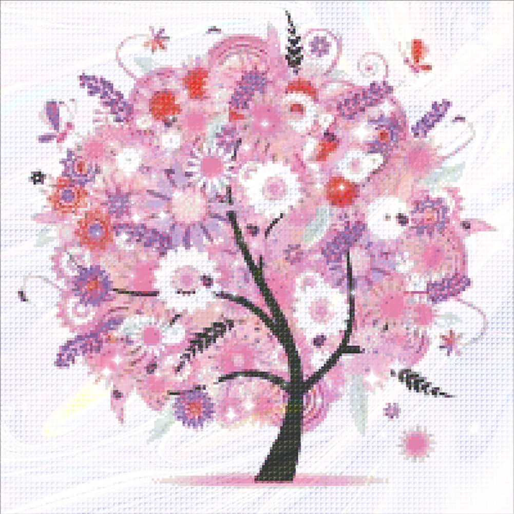 Lucky Tree & Money Tree - Partial  9CT Stamped Cross Stitch - Bead Embroidery 55x55CM/21.65x21.65in