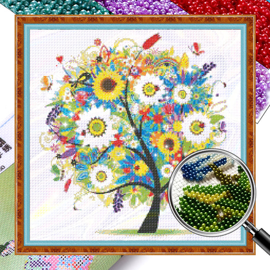 Lucky Tree & Money Tree - Partial  9CT Stamped Cross Stitch - Bead Embroidery 55x55CM/21.65x21.65in