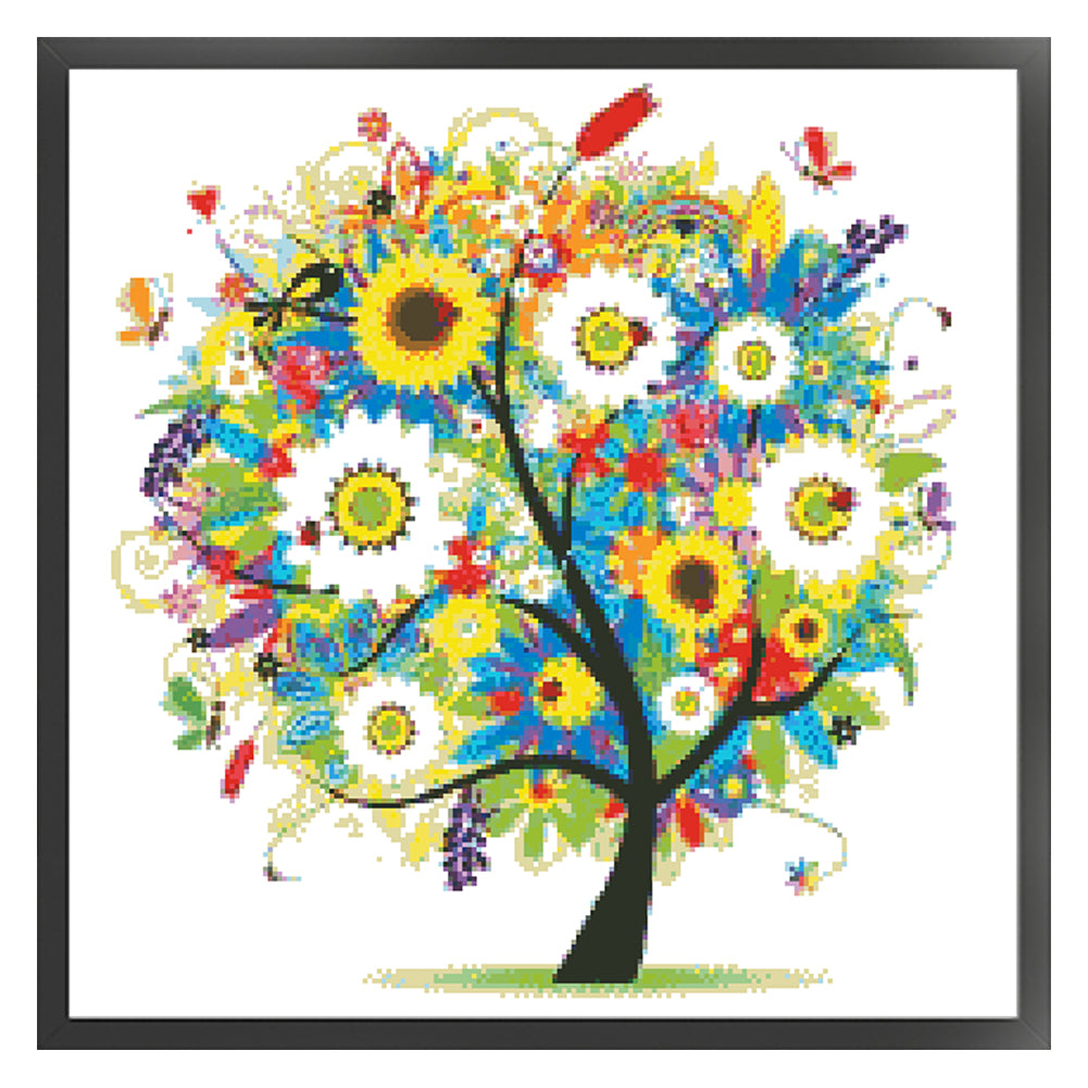 Lucky Tree & Money Tree - Partial  9CT Stamped Cross Stitch - Bead Embroidery 55x55CM/21.65x21.65in